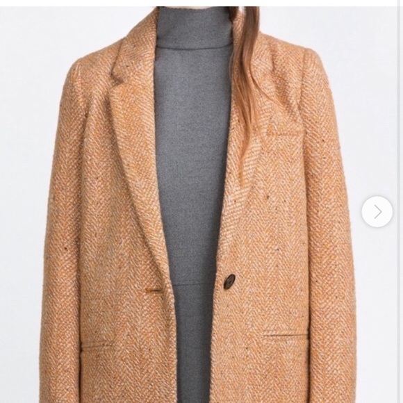 Zara Traffalic Burnt Orange Pea Coat - Picture 1 of 5